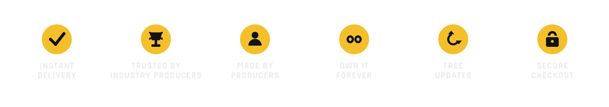 Instant delivery · Trusted by industry producers · Made by producers · Own it forever · Free updates · Secure checkout
