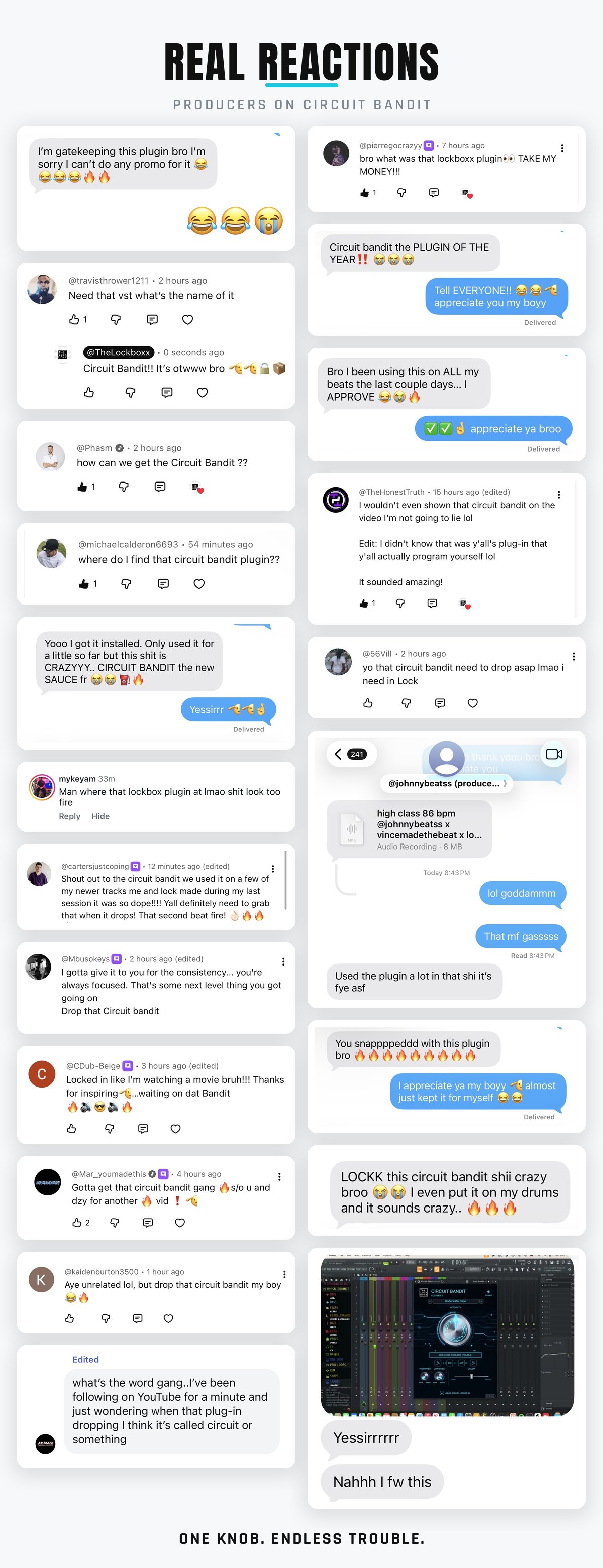 A wall of producer reactions to Circuit Bandit